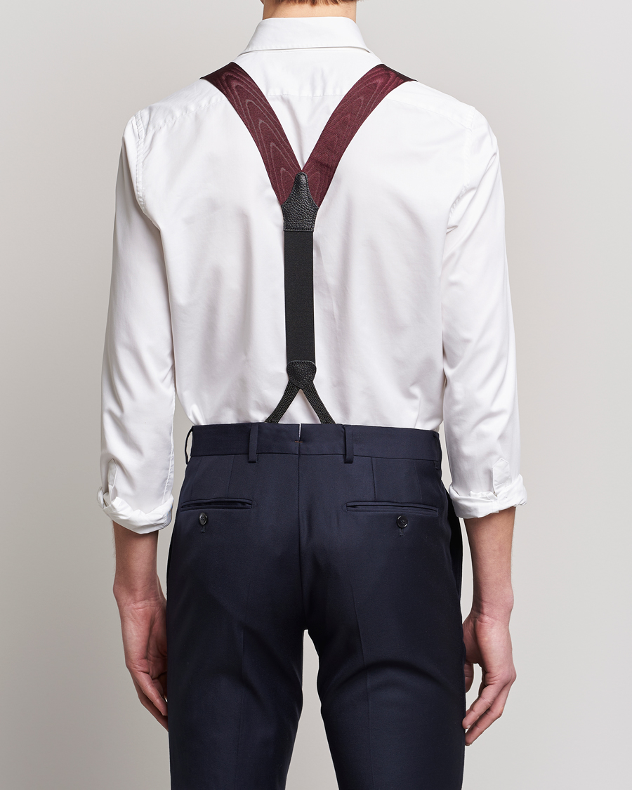 Hombres | Albert Thurston Moiré Braces 40mm Wine | Albert Thurston | Moiré Braces 40mm Wine