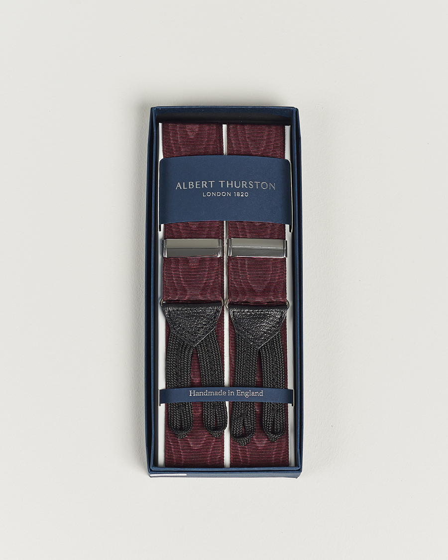 Hombres | Albert Thurston Moiré Braces 40mm Wine | Albert Thurston | Moiré Braces 40mm Wine
