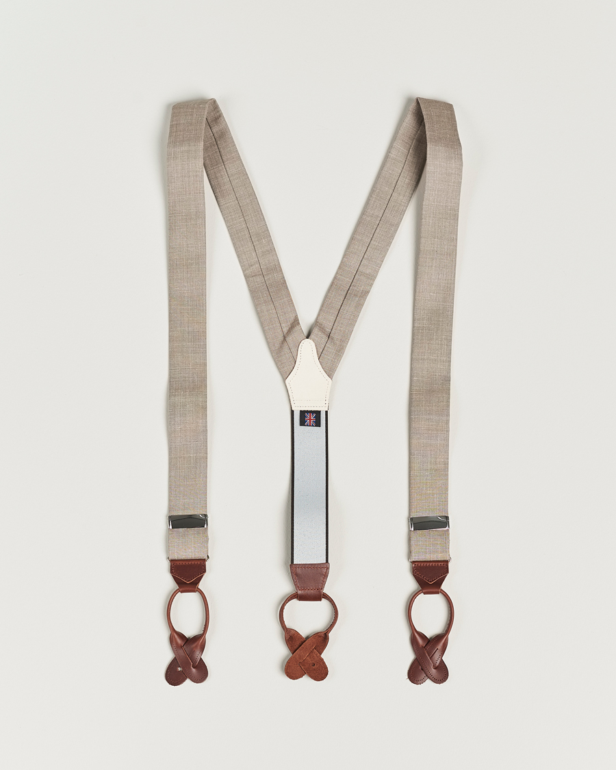 Hombres | Albert Thurston Linen Braces Beige | Albert Thurston | Linen Braces Beige