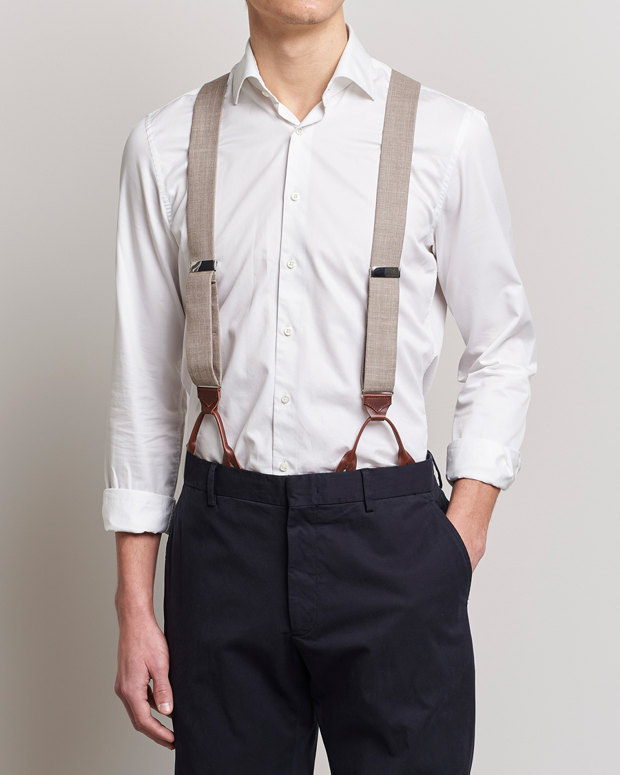Hombres | Stylesegment formal | Albert Thurston | Linen Braces Beige