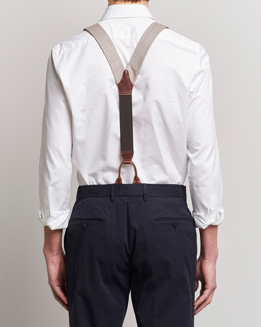 Hombres | Albert Thurston Linen Braces Beige | Albert Thurston | Linen Braces Beige
