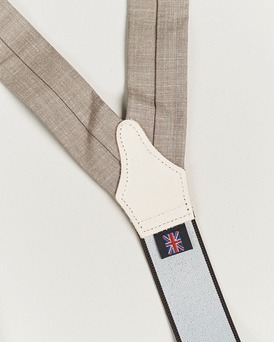 Hombres | Albert Thurston Linen Braces Beige | Albert Thurston | Linen Braces Beige