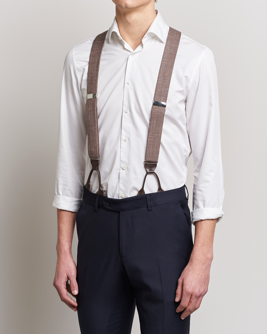 Hombres | Albert Thurston Linen Braces Brown | Albert Thurston | Linen Braces Brown