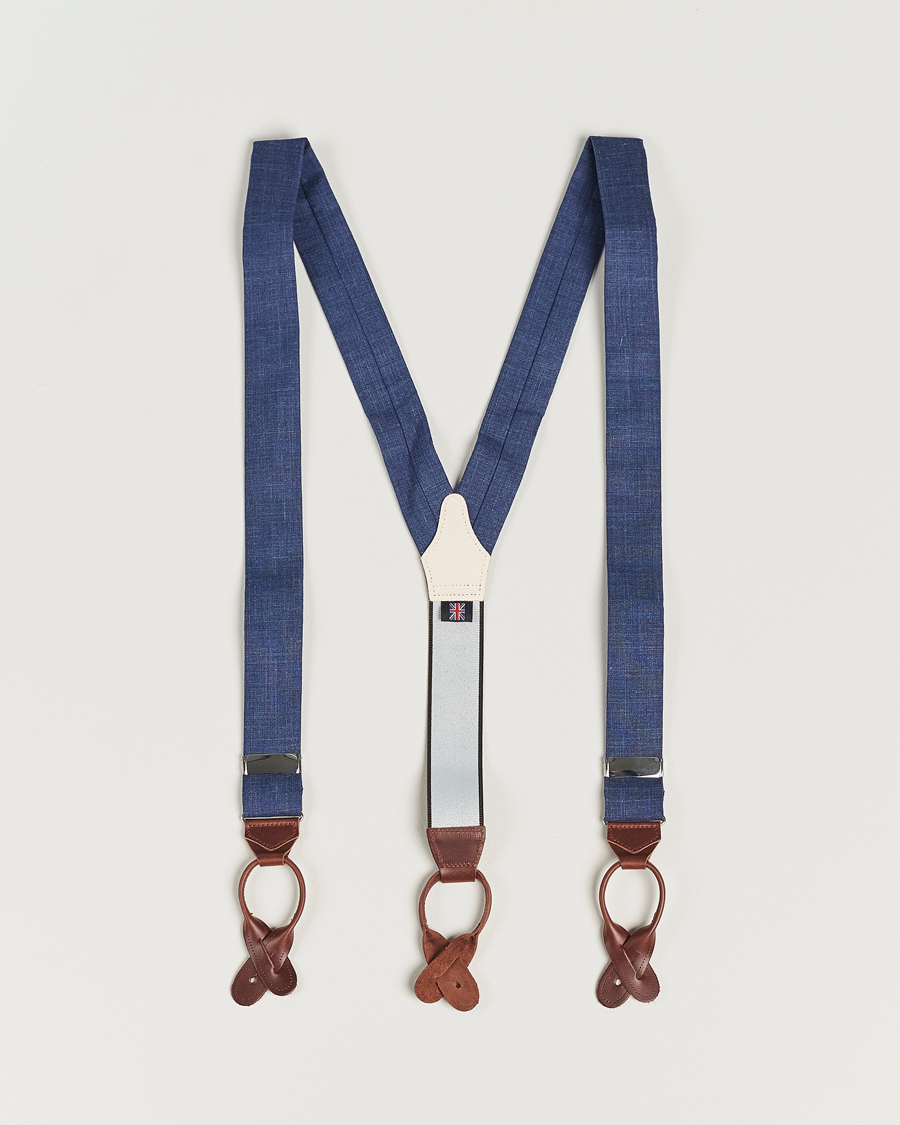 Hombres | Albert Thurston Linen Braces Blue | Albert Thurston | Linen Braces Blue