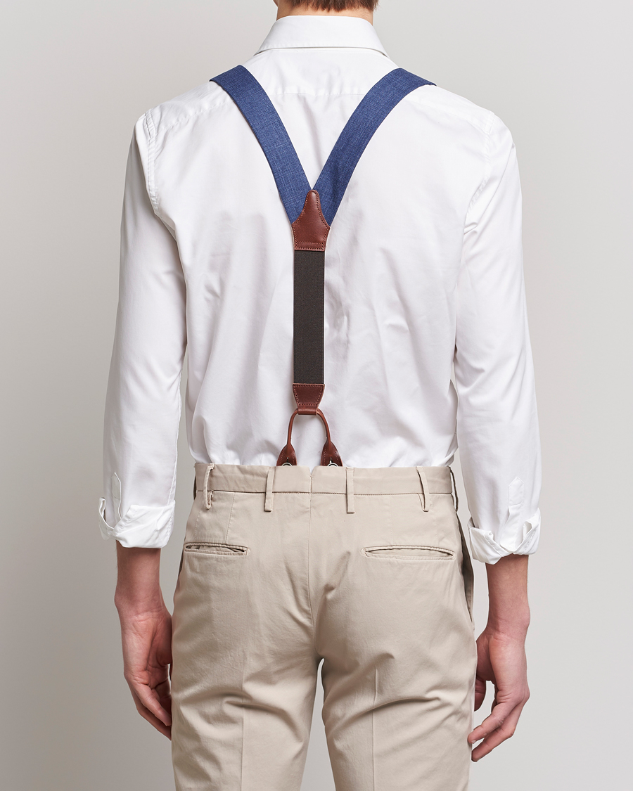 Hombres | Albert Thurston Linen Braces Blue | Albert Thurston | Linen Braces Blue