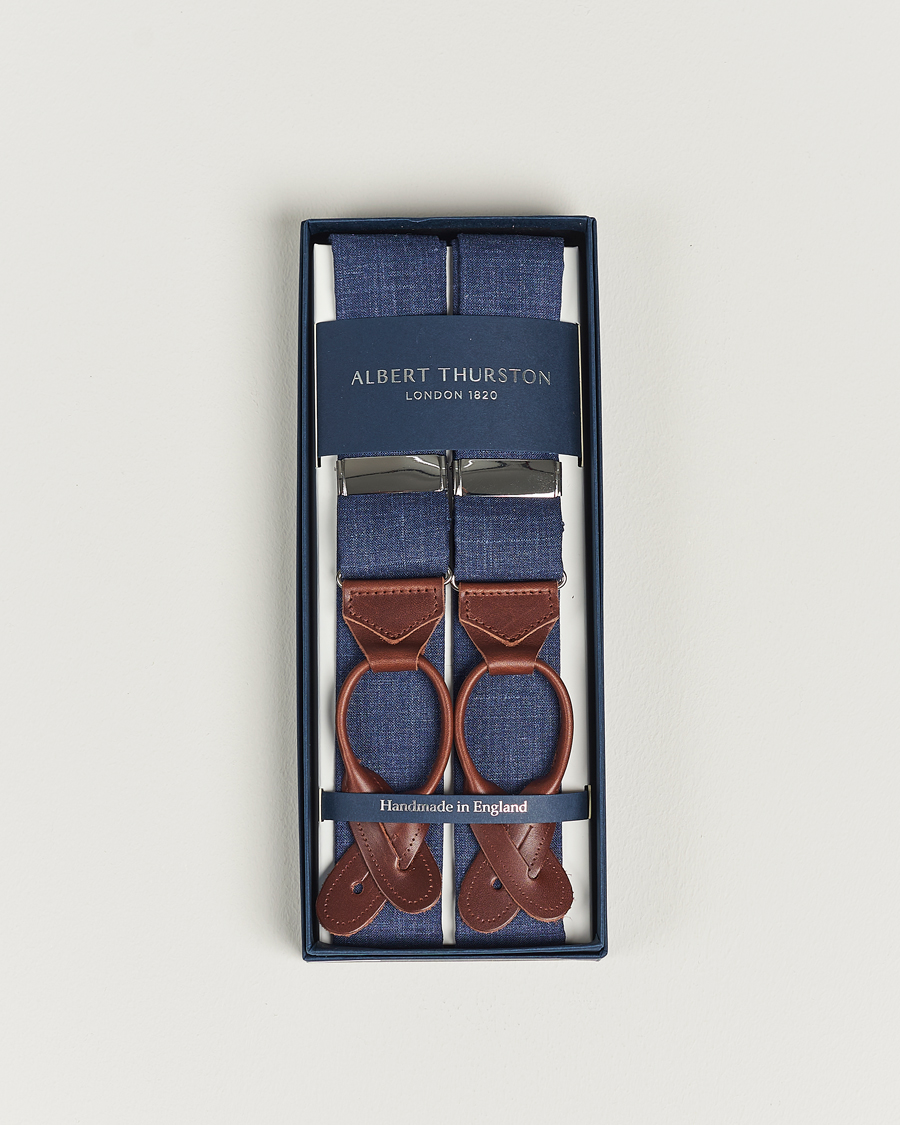 Hombres | Albert Thurston Linen Braces Blue | Albert Thurston | Linen Braces Blue