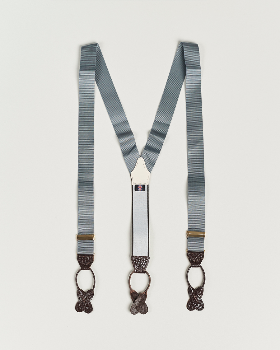 Hombres | Albert Thurston Elastic Ribbed Rigid Braces 35mm Dove Grey | Albert Thurston | Elastic Ribbed Rigid Braces 35mm Dove Grey