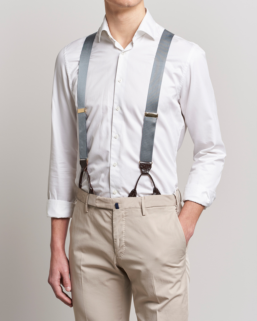 Hombres | Stylesegment formal | Albert Thurston | Elastic Ribbed Rigid Braces 35mm Dove Grey