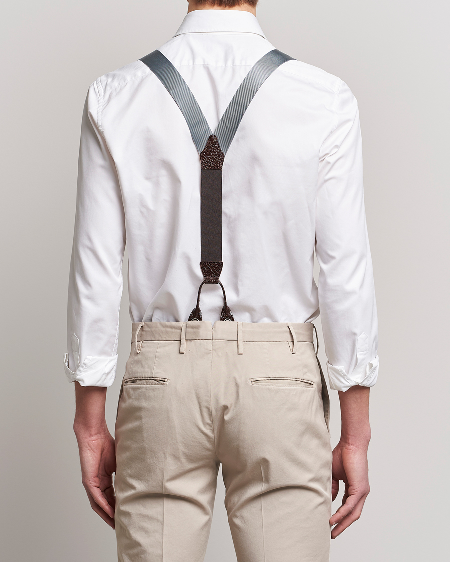 Hombres | Albert Thurston Elastic Ribbed Rigid Braces 35mm Dove Grey | Albert Thurston | Elastic Ribbed Rigid Braces 35mm Dove Grey
