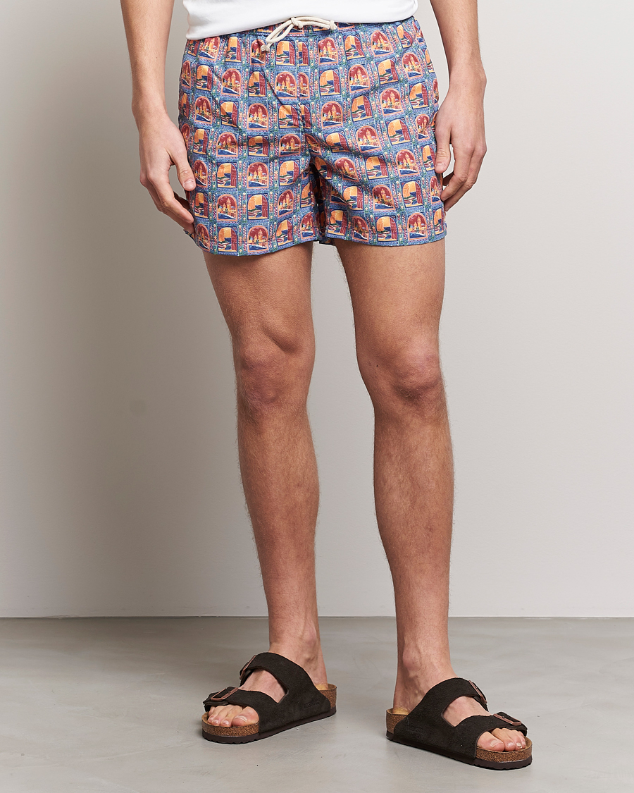 Hombres | Bañadores | Ripa Ripa | Printed Swimshorts Orange/Light Blue