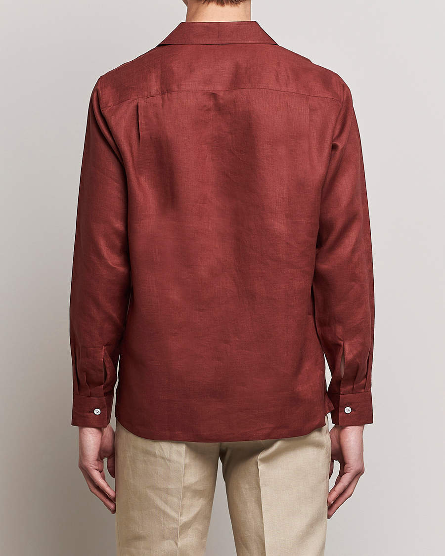 Hombres | Camisas | Beams F | Relaxed Linen Shirt Brick