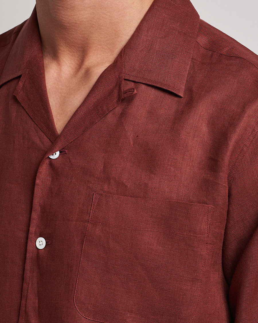 Hombres | Camisas | Beams F | Relaxed Linen Shirt Brick