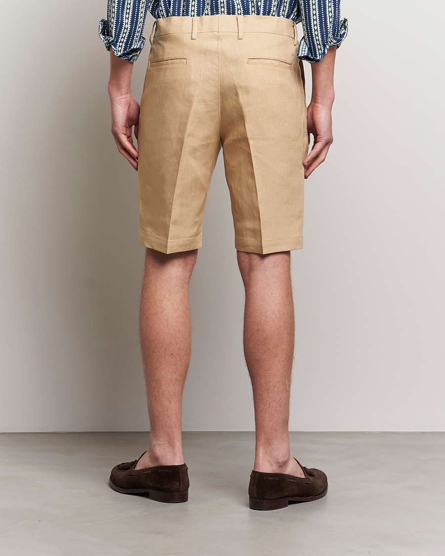 Hombres | Pantalones cortos | Beams F | Pleated Linen Shorts Khaki