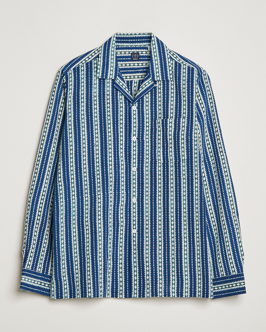 Hombres | Camisas | Beams F | Relaxed Cotton Shirt Blue Stripes