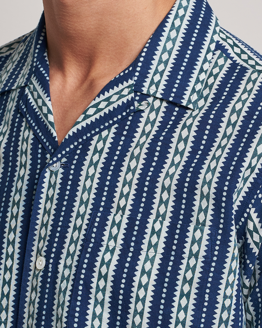 Hombres | Camisas | Beams F | Relaxed Cotton Shirt Blue Stripes