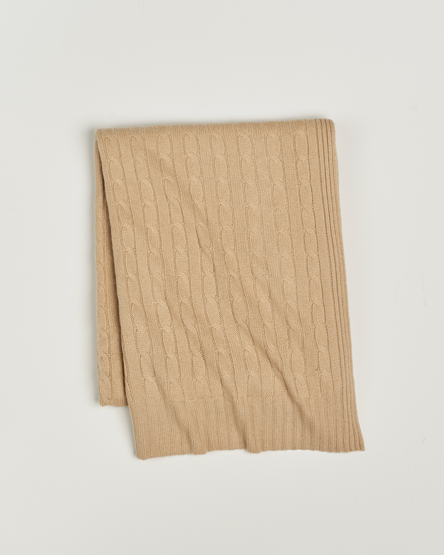 Hombres | Ralph Lauren Home Cable Knitted Cashmere Throw Chamoiz | Ralph Lauren Home | Cable Knitted Cashmere Throw Chamoiz