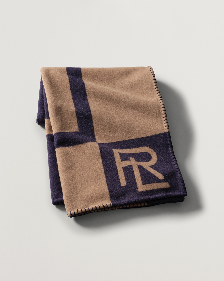 Hombres | Ralph Lauren Home Northam RL Graphic Colour Block Wool Throw Camel/Navy | Ralph Lauren Home | Northam RL Graphic Colour Block Wool Throw Camel/Navy