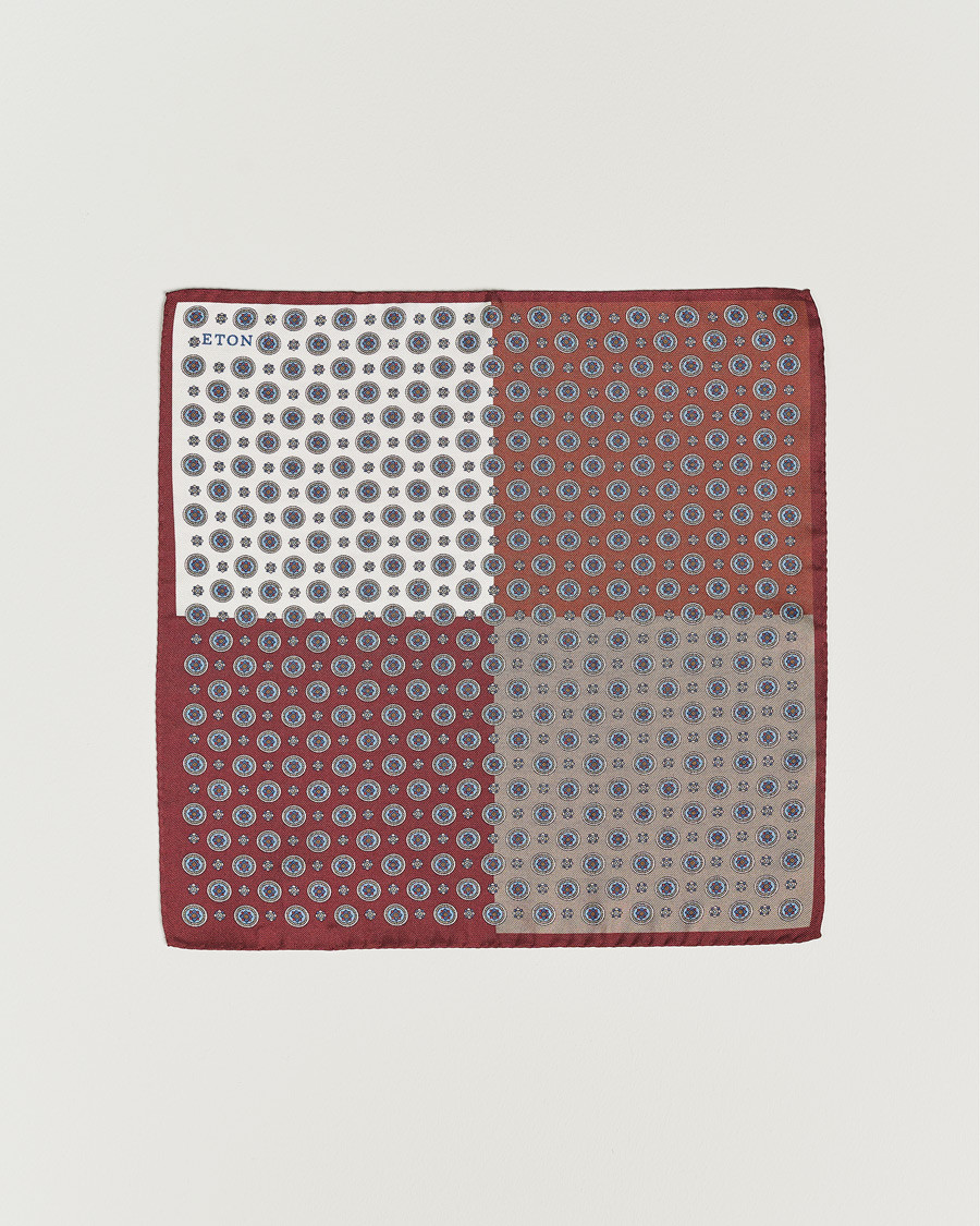 Hombres | Pañuelos de bolsillo | Eton | Silk Four Faced Medallion Pocket Square White Multi