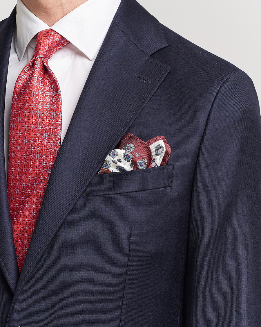 Hombres | Pañuelos de bolsillo | Eton | Silk Four Faced Medallion Pocket Square White Multi