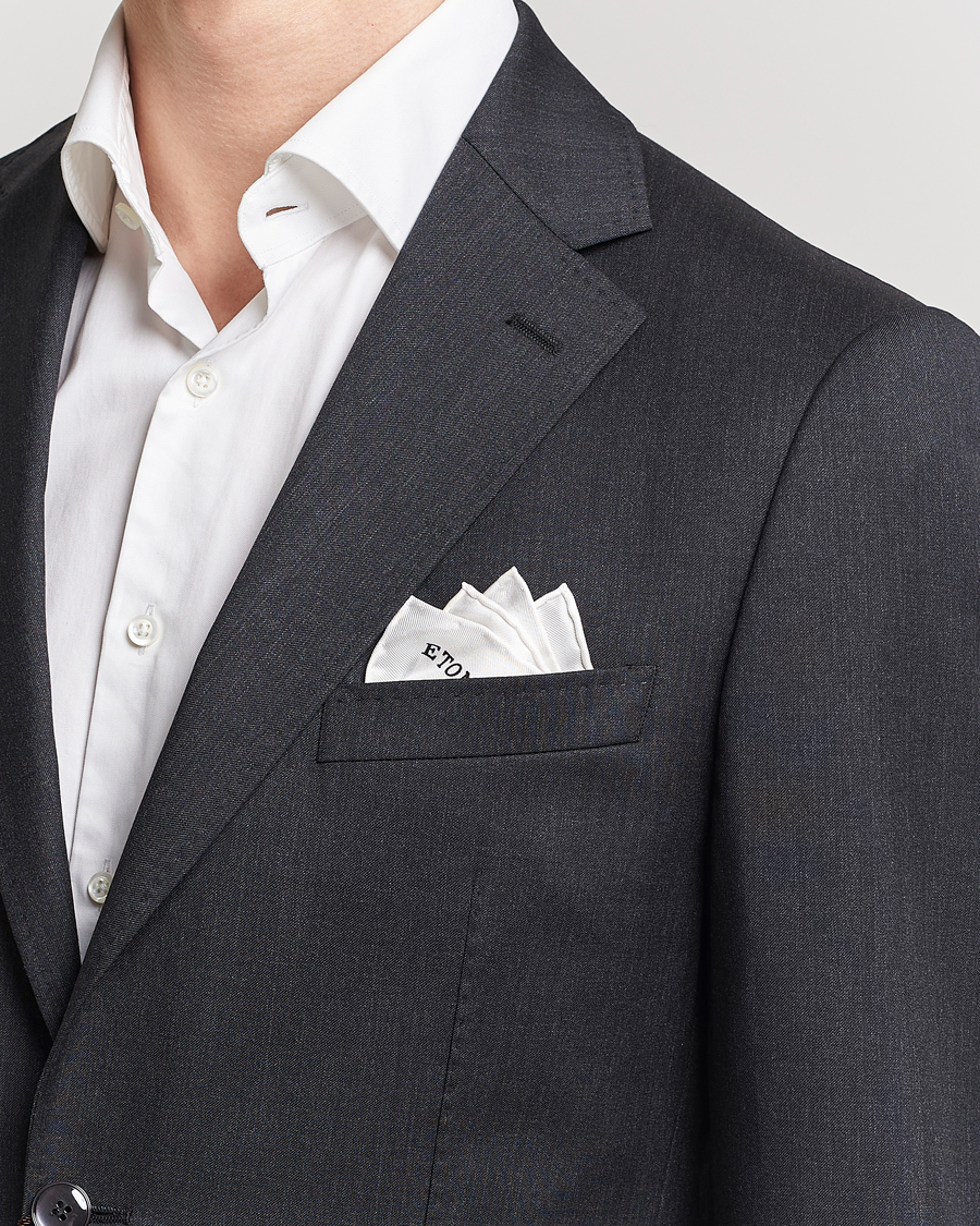 Hombres | Business & Beyond | Eton | Silk Pocket Square White