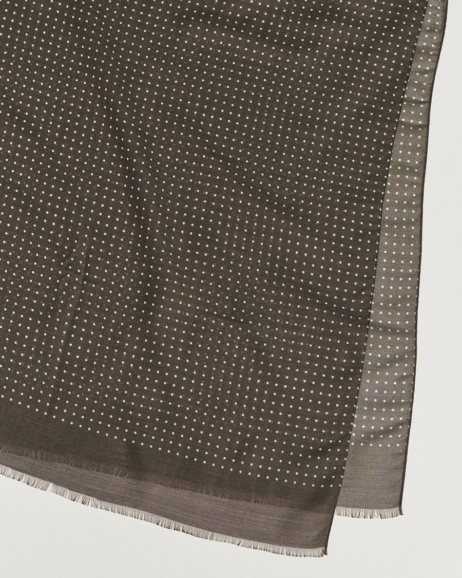 Hombres | Eton Silk Wool Polka Dot Scarf Brown | Eton | Silk Wool Polka Dot Scarf Brown