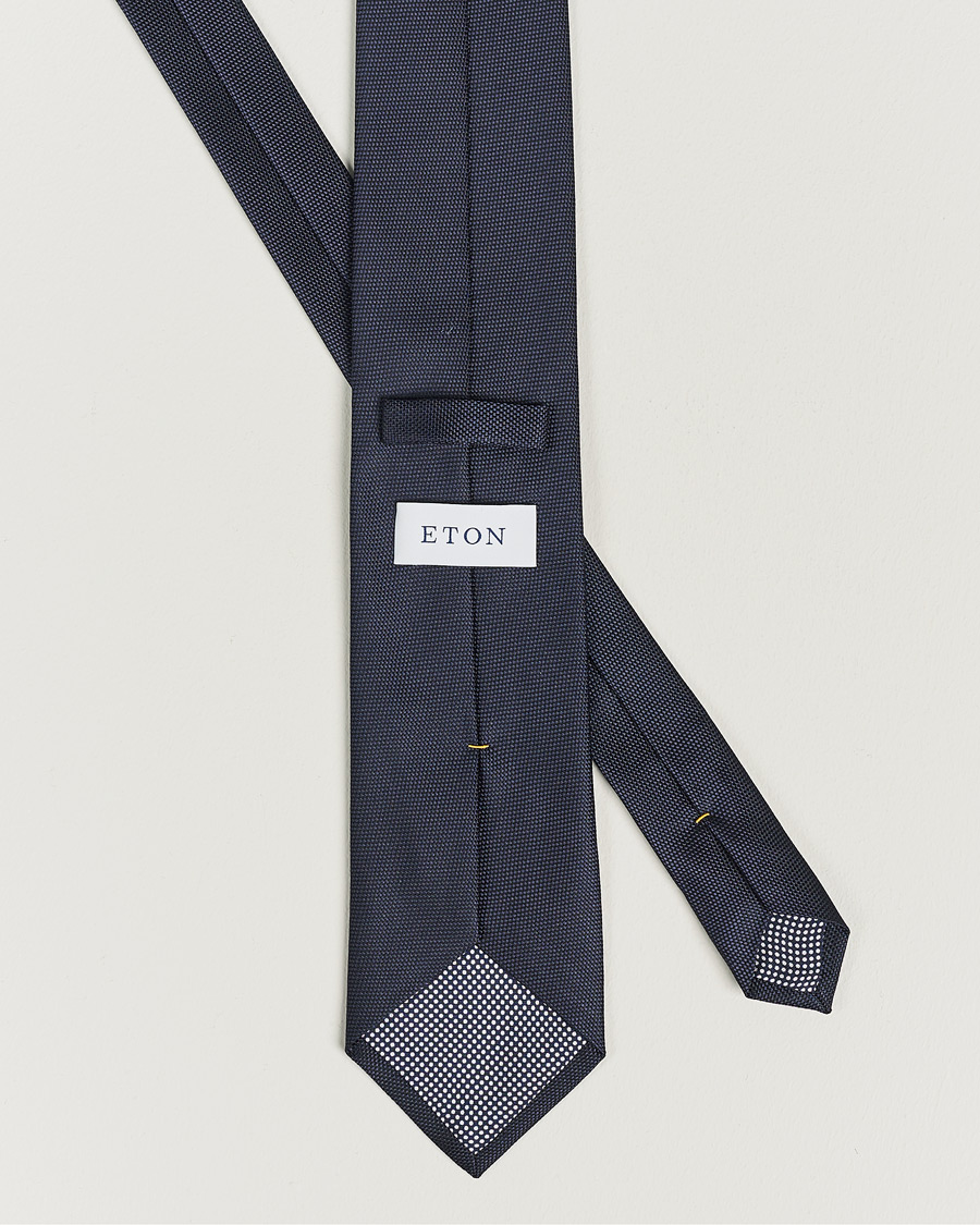 Hombres | Corbatas | Eton | Silk Basket Weave Tie Navy
