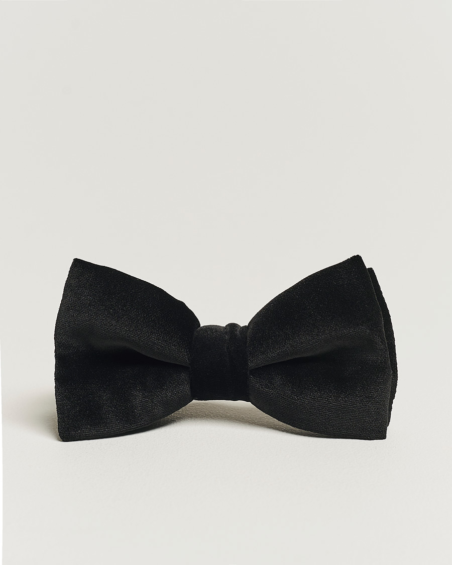 Hombres | Eton Pre-Tied Velvet Bow Tie Black | Eton | Pre-Tied Velvet Bow Tie Black