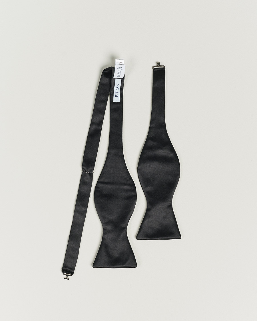 Hombres | Eton Self-Tie Silk Bow Tie Black | Eton | Self-Tie Silk Bow Tie Black