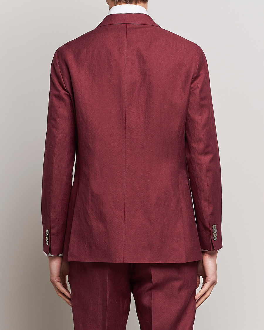 Hombres | Blazers | Oscar Jacobson | Farris Double Breasted Linen Blazer Moon Red