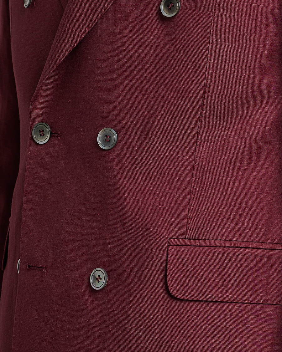 Hombres | Blazers | Oscar Jacobson | Farris Double Breasted Linen Blazer Moon Red