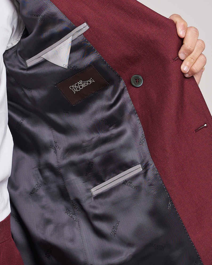 Hombres | Blazers | Oscar Jacobson | Farris Double Breasted Linen Blazer Moon Red