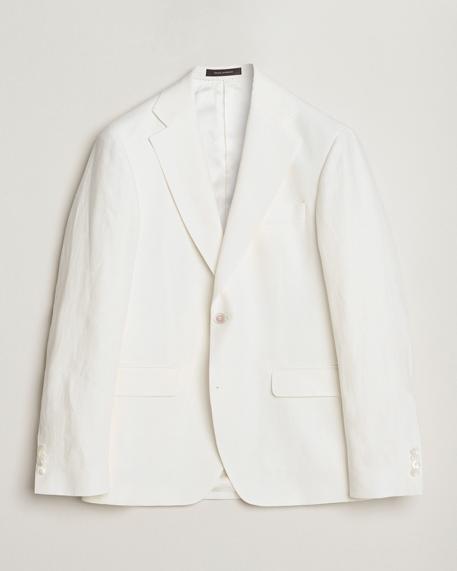 Hombres | Blazers | Oscar Jacobson | Fogerty Linen Blazer White