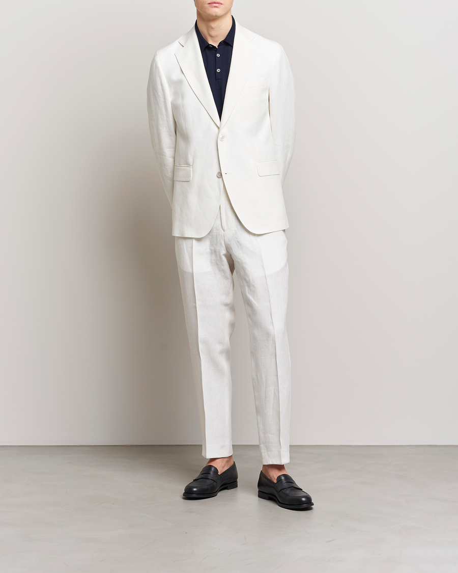 Hombres | Blazers | Oscar Jacobson | Fogerty Linen Blazer White