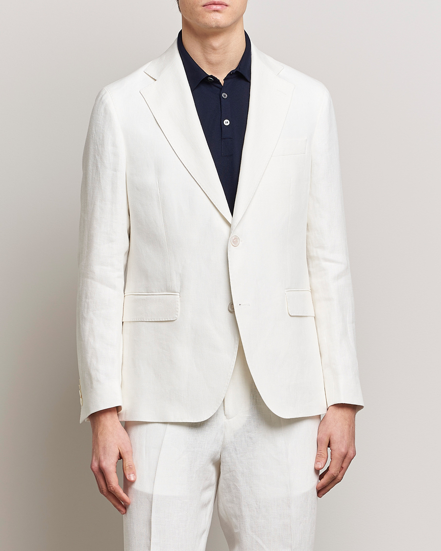 Hombres | Blazers | Oscar Jacobson | Fogerty Linen Blazer White