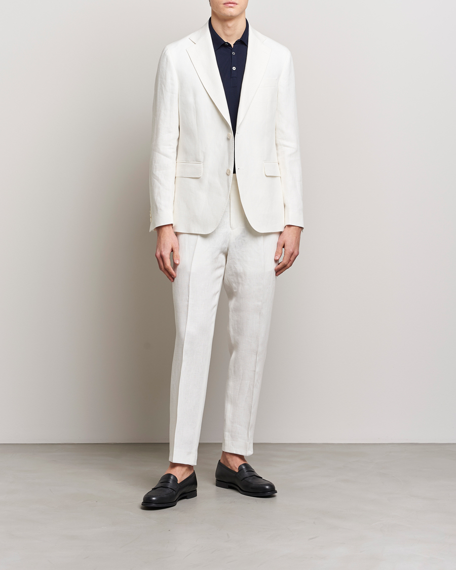 Hombres | Pantalones | Oscar Jacobson | Deccan Linen Trousers White