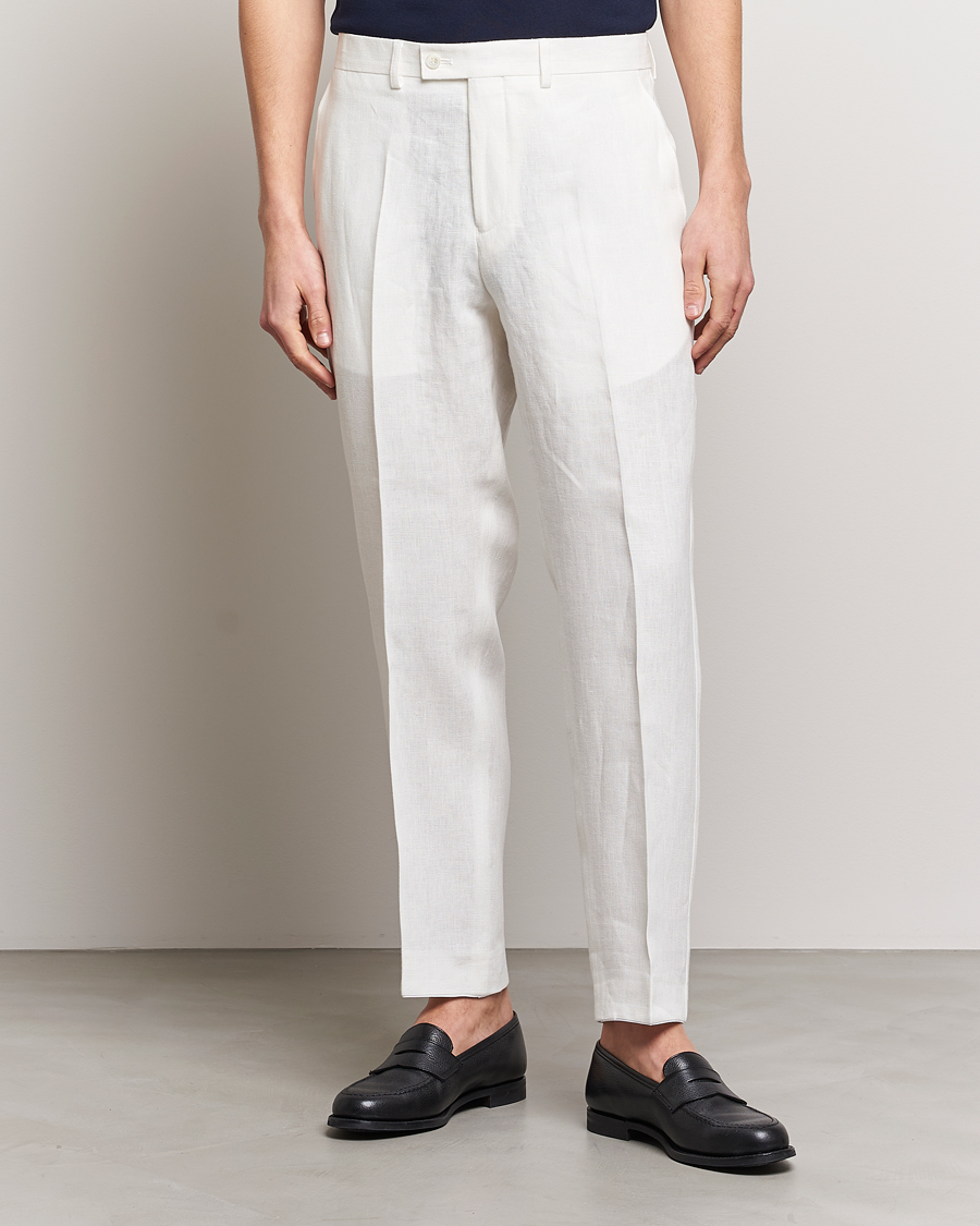 Hombres | Pantalones | Oscar Jacobson | Deccan Linen Trousers White