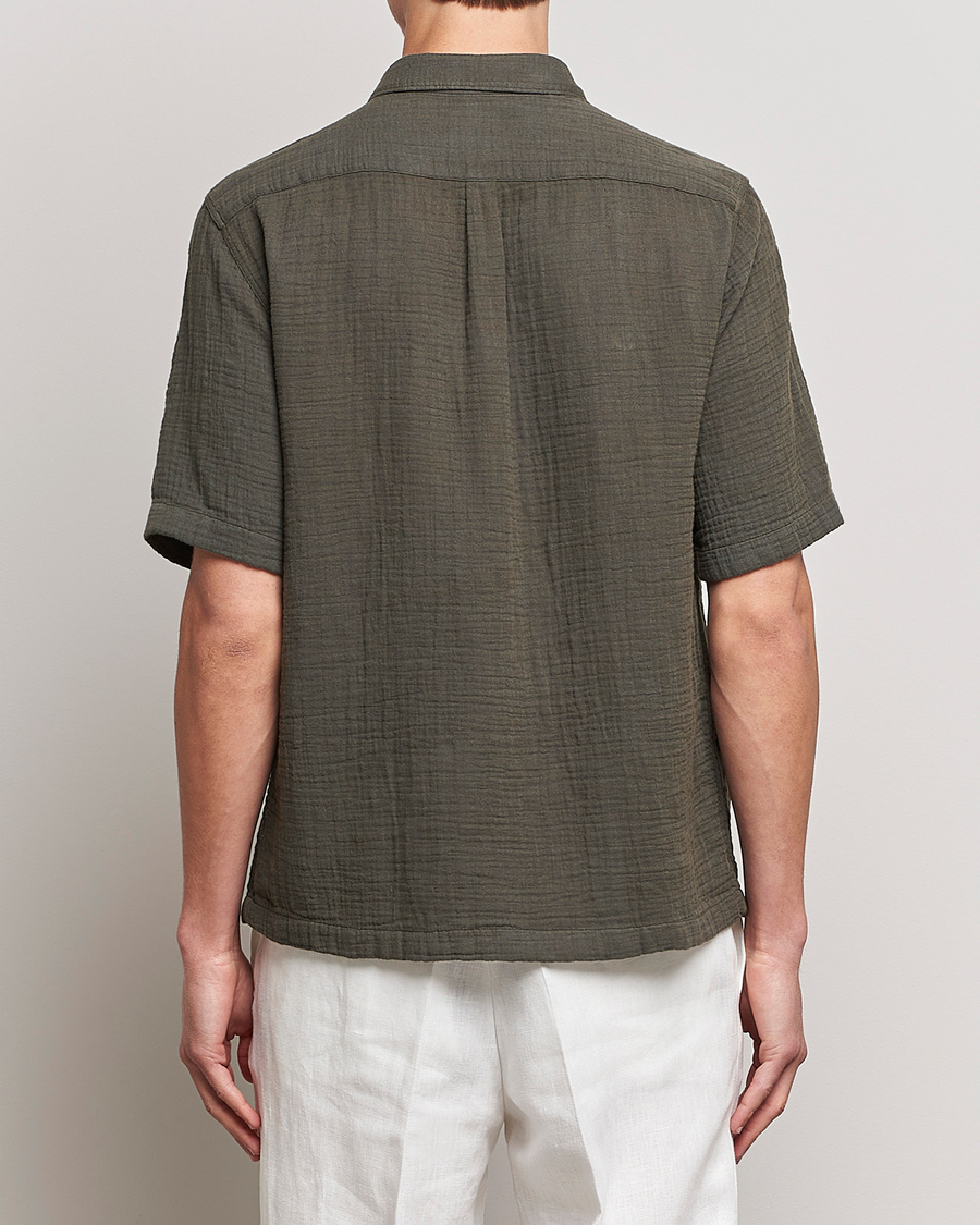 Hombres | Camisas | Oscar Jacobson | Regular Fit City Crepe Cotton Shirt Green