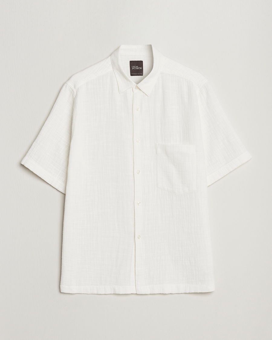 Hombres | Camisas | Oscar Jacobson | Regular Fit City Crepe Linen Shirt Off White