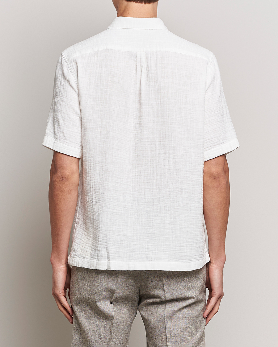 Hombres | Camisas | Oscar Jacobson | Regular Fit City Crepe Linen Shirt Off White