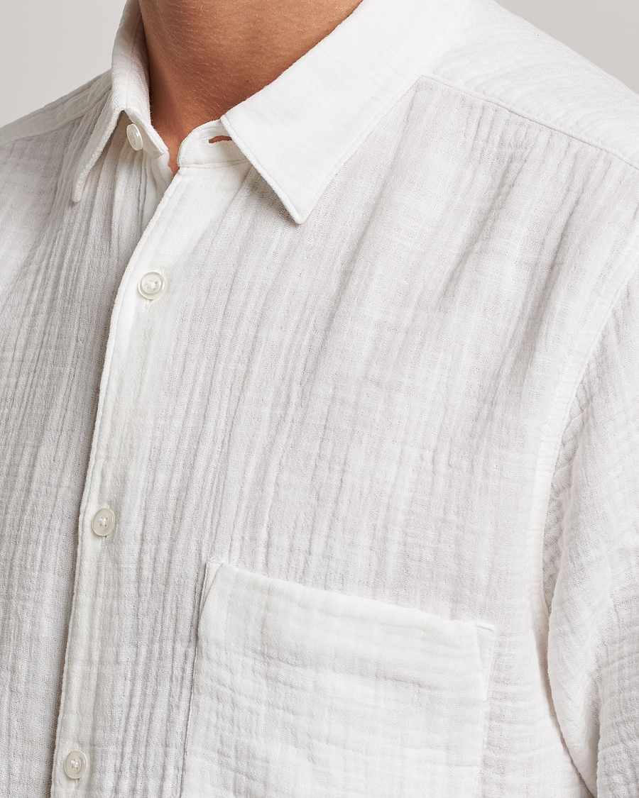 Hombres | Camisas | Oscar Jacobson | Regular Fit City Crepe Linen Shirt Off White