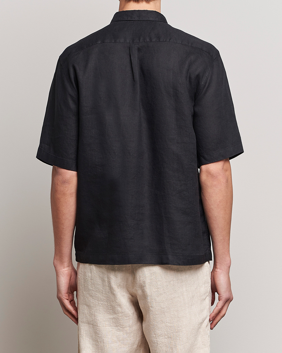 Hombres | Camisas | Oscar Jacobson | Regular Fit City Signature Linen Shirt Black
