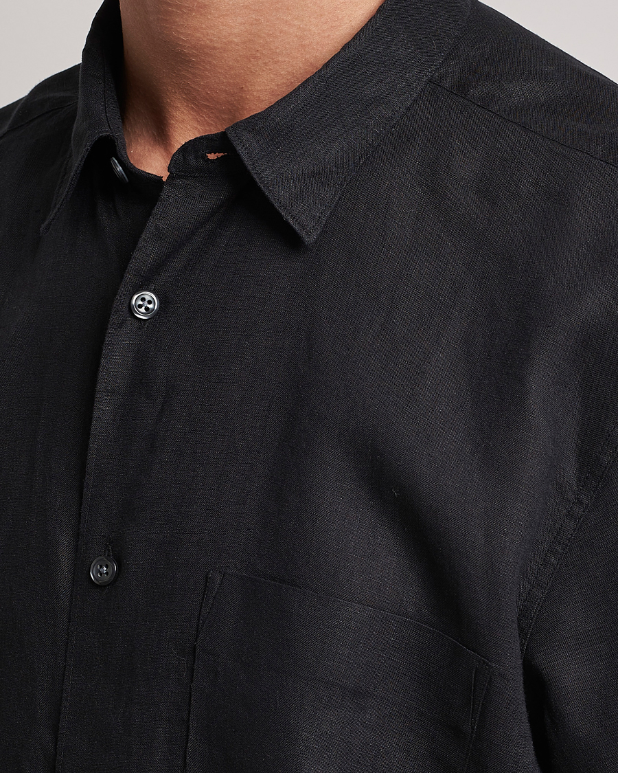 Hombres | Camisas | Oscar Jacobson | Regular Fit City Signature Linen Shirt Black