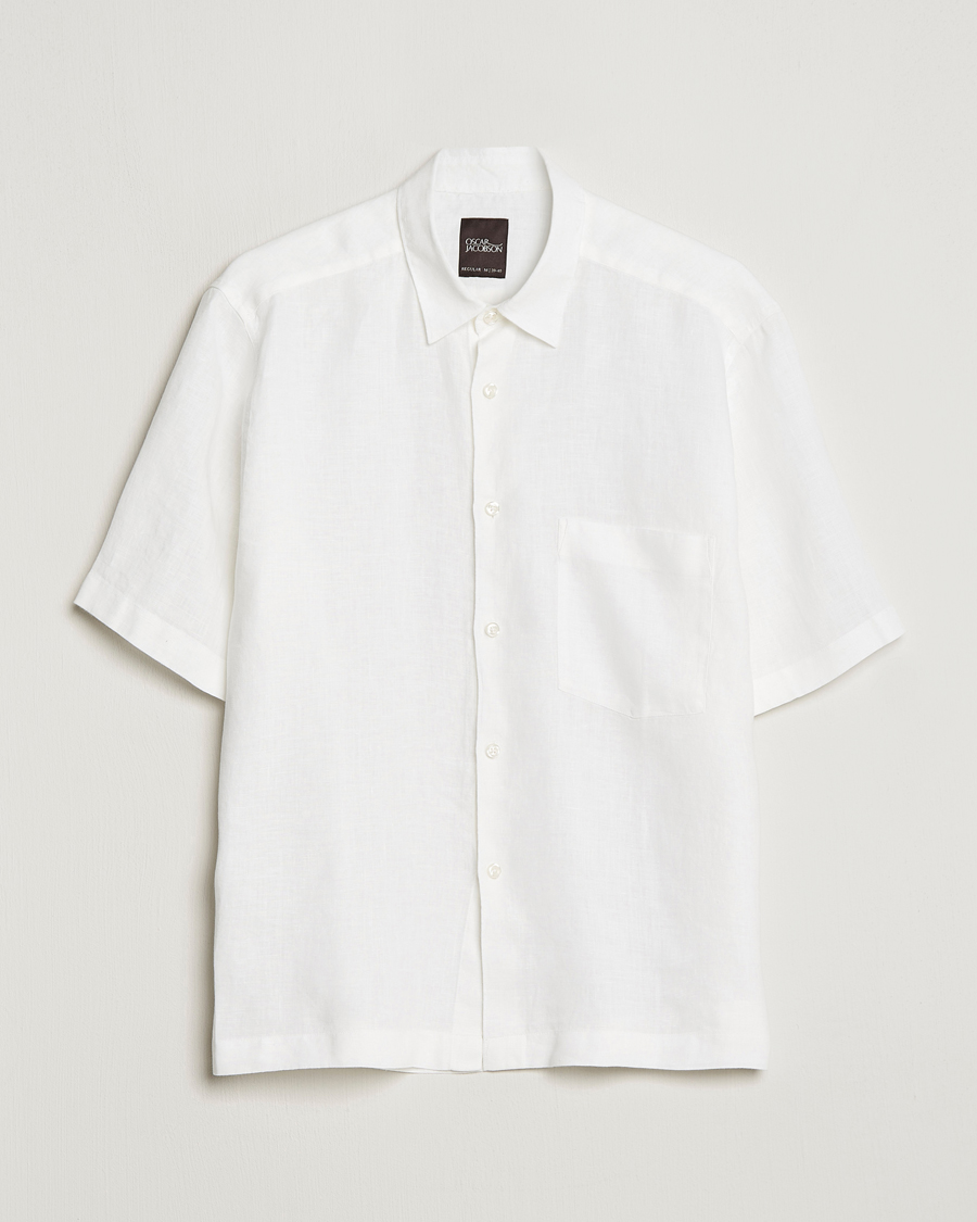 Hombres | Camisas | Oscar Jacobson | Regular Fit City Signature Linen Shirt White