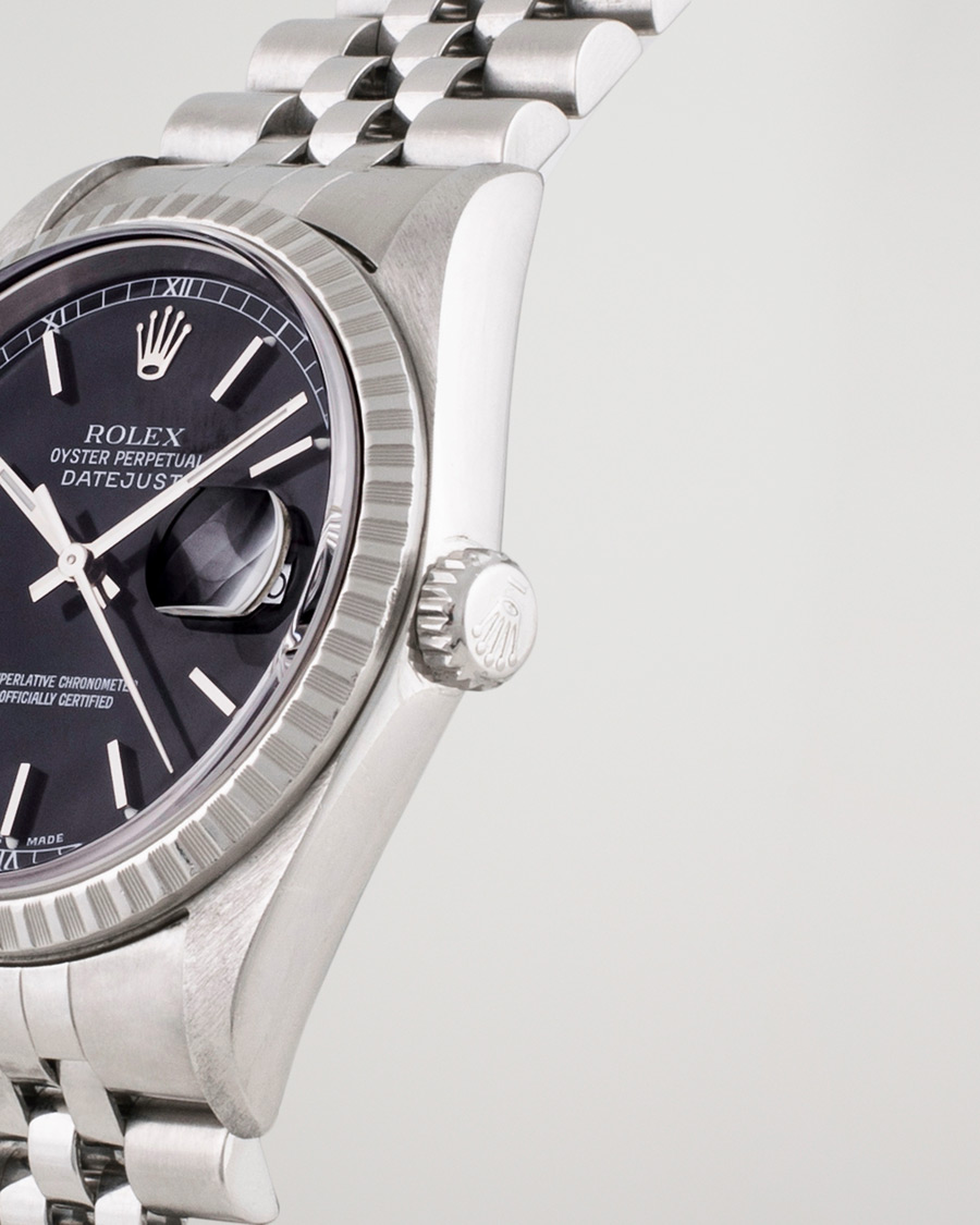 Hombres | Pre-Owned & Vintage Watches | Rolex Pre-Owned | Datejust 16220 Oyster Perpetual Black Steel Black