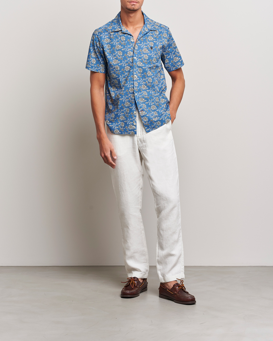 Hombres | Camisas | Morris | Printed Short Sleeve Shirt Blue