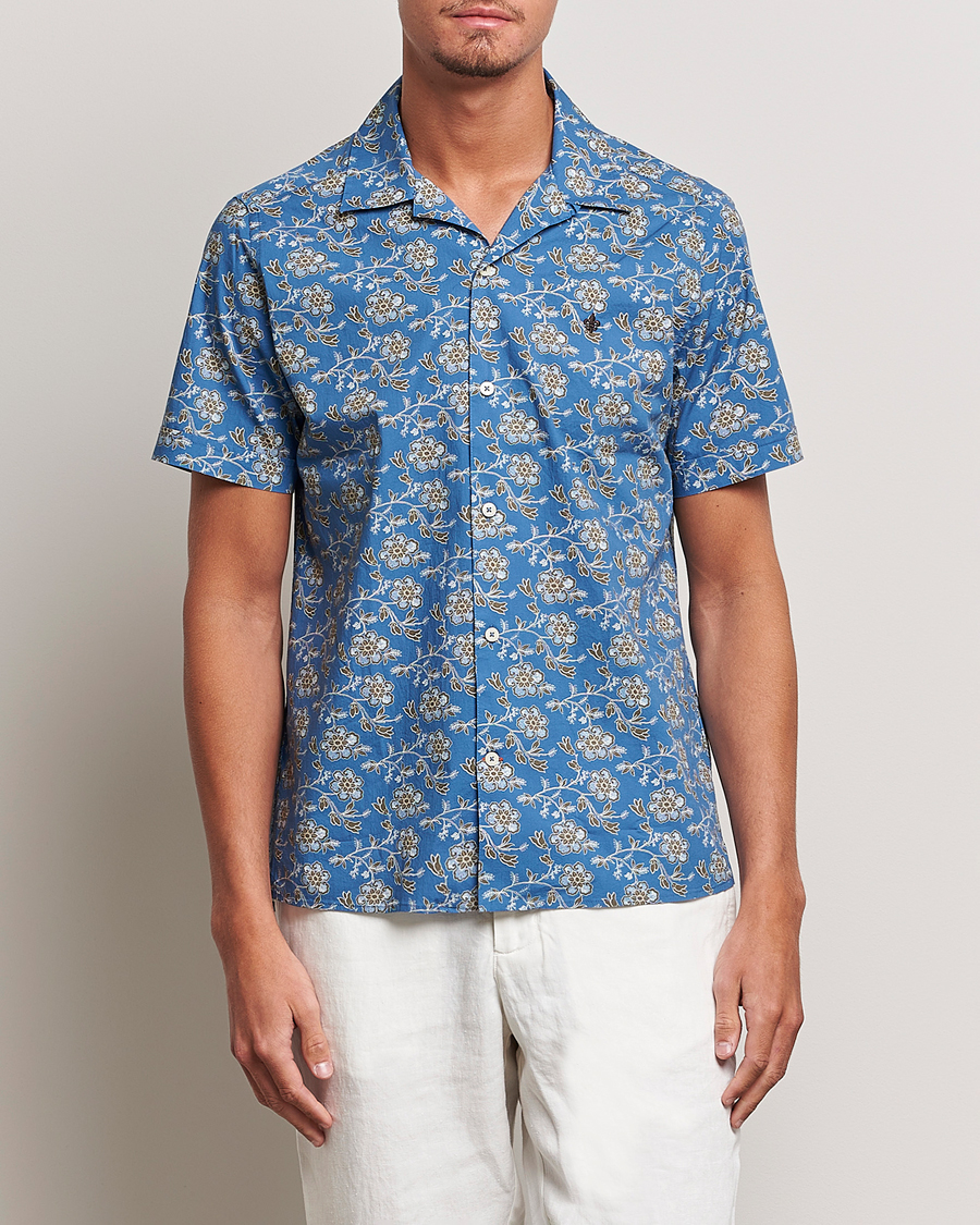 Hombres | Camisas | Morris | Printed Short Sleeve Shirt Blue