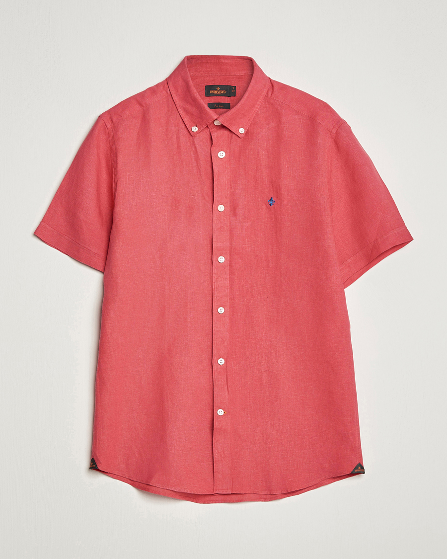 Hombres | Camisas | Morris | Douglas Linen Short Sleeve Shirt Cerise