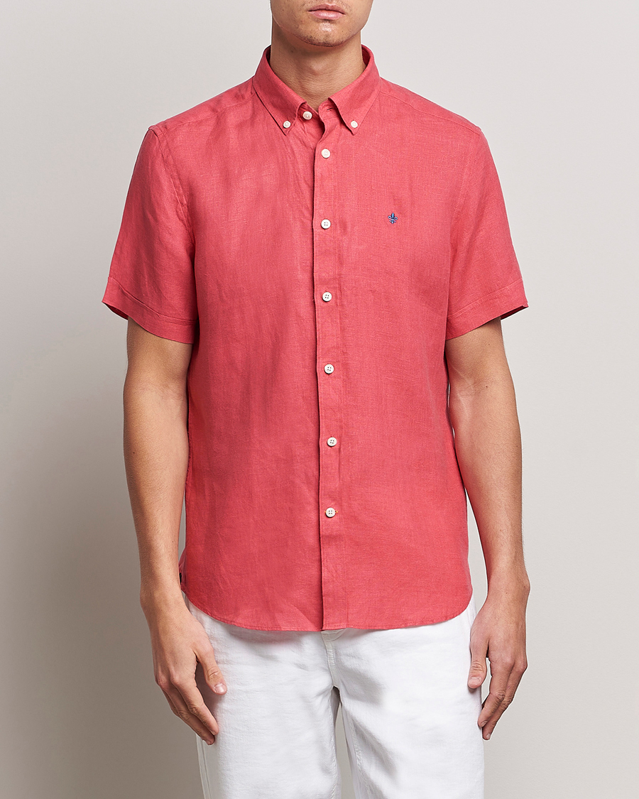 Hombres | Camisas | Morris | Douglas Linen Short Sleeve Shirt Cerise