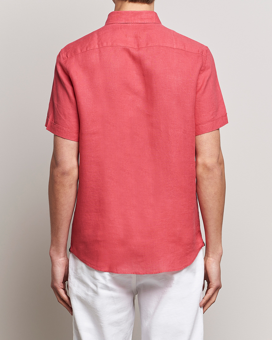 Hombres | Camisas | Morris | Douglas Linen Short Sleeve Shirt Cerise