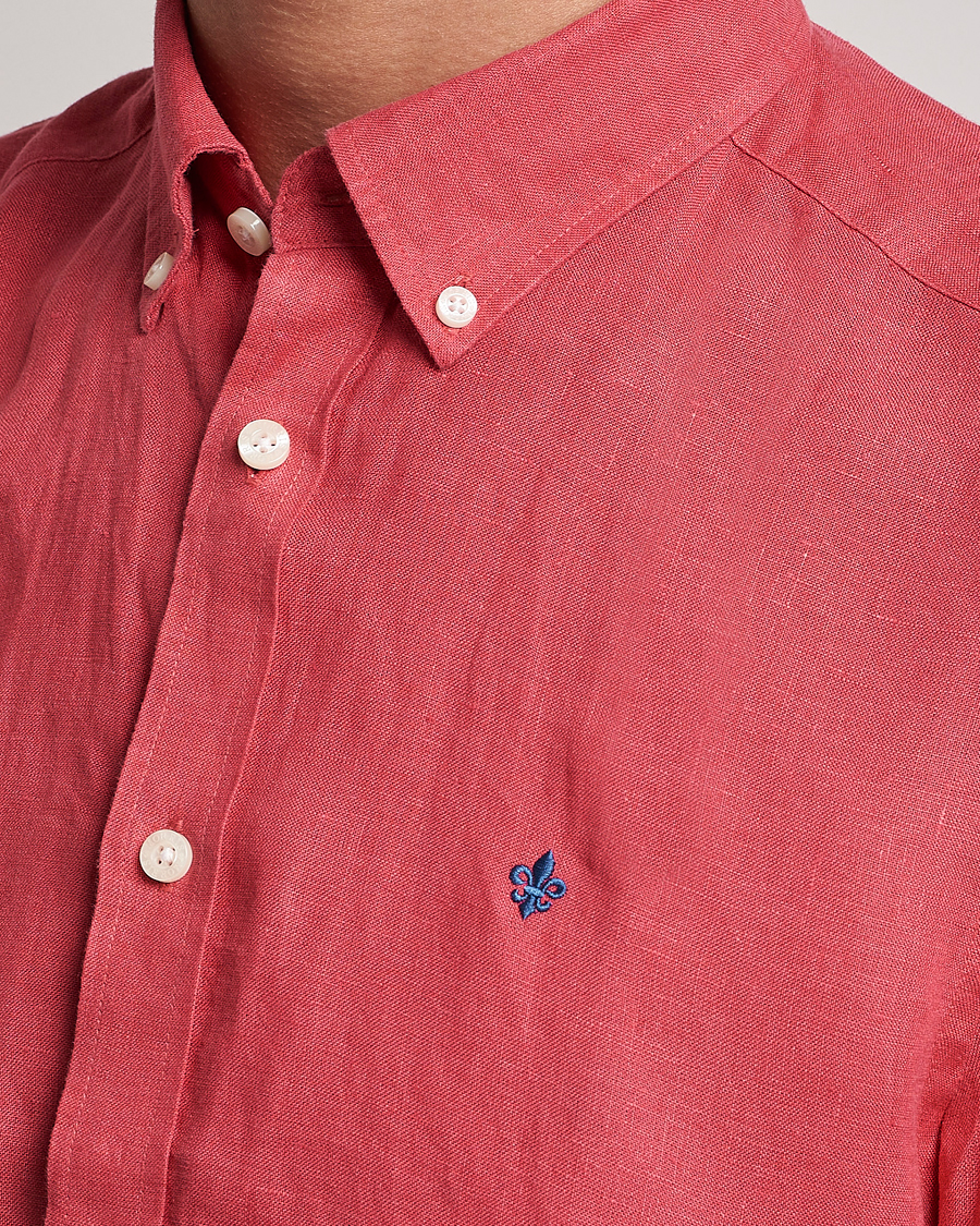 Hombres | Camisas | Morris | Douglas Linen Short Sleeve Shirt Cerise